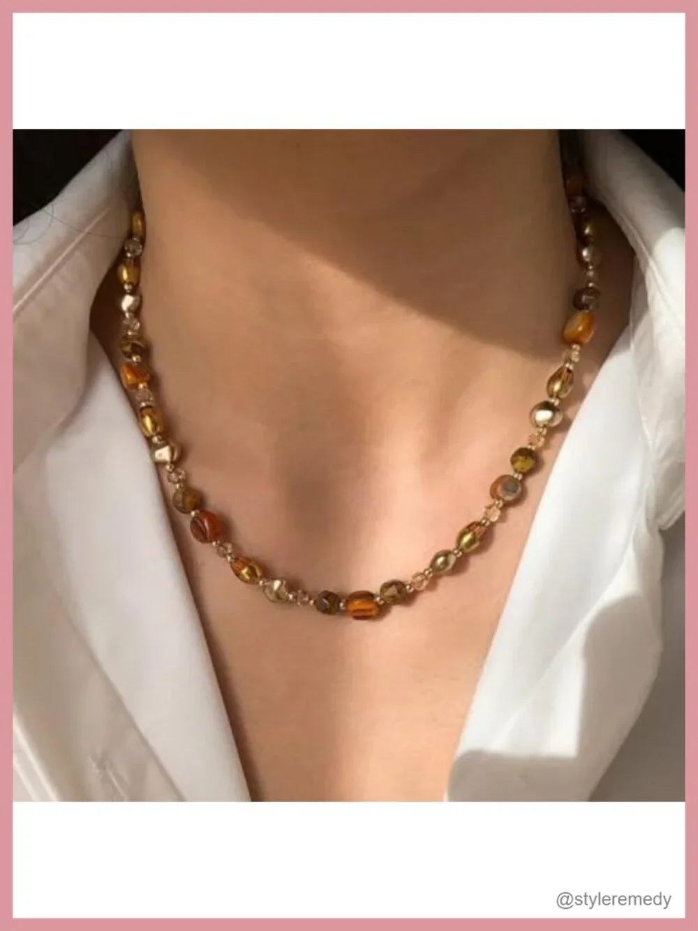 Bohemian Layered Necklace Set with Tiger's Eye and 14K Gold-Tone Chain